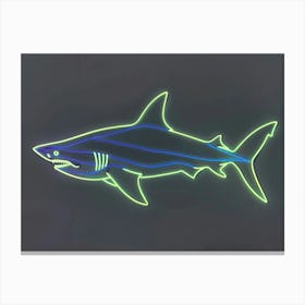 Green Scalloped Hammerhead Neon Shark 3 Canvas Print