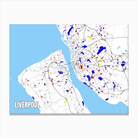 Map of Liverpool, UK Mondrian Style Canvas Print