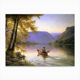 Canoe On The Lake Canvas Print