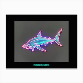 Neon Red Mako Shark 5 Poster Canvas Print