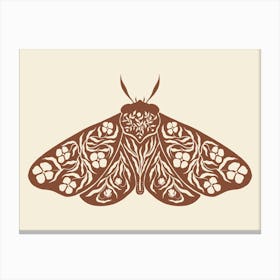 Folk Art Moth 04 - Red Brown Canvas Print