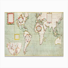 Nova & Accuratissima Totius Terrarum Orbis Tabula Nautica Variationum Magneticarum Index Juxta Observationes Anno 1700 (1702–1707) Canvas Print