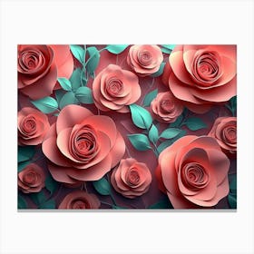 3d Roses Abstraction Canvas Print