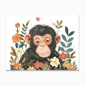 Little Floral Baboon 4 Canvas Print