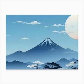 Japanese Mountain Landscape With Cherry Blossoms 2 Canvas Print