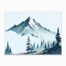 Mountain And Forest In Minimalist Watercolor Horizontal Composition 144 Canvas Print