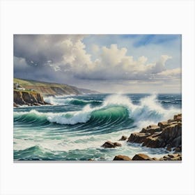 Where Land Meets the Roaring Sea" Cliffs And Waves Canvas Print