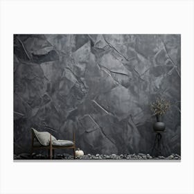 Abstract Stone Material Structure Grey Rock Halloween Granular Rough Wallpaper Stucco Dar (34) Canvas Print