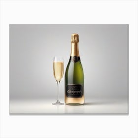 Champagne Bottle And Glass Canvas Print