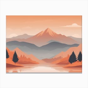 Misty mountains horizontal background in orange tone 154 Canvas Print