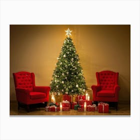 Christmas Tree Illuminated Season Home Background Holiday Merry Magic Fire Celebration Hou (22) Canvas Print