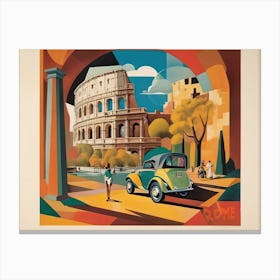 Vintage Cubist Travel Poster Rome City Canvas Print