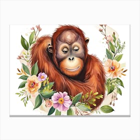 Little Floral Orangutan 2 Canvas Print