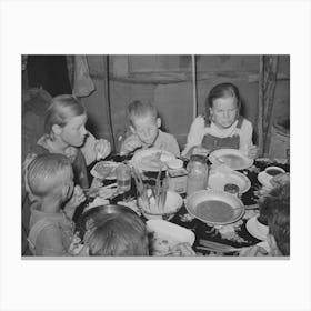 Children Of Agricultural Day Laborer Eating Their Noonday Meal Near Webbers Falls, Oklahoma, Muskogee County Canvas Print