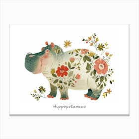 Little Floral Hippopotamus 3 Poster Canvas Print