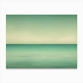 A Minimal, Vintage Style Photo Of A Still, Green Sea And A Green Sky, With A Blurred Horizon Canvas Print