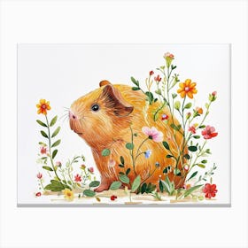 Little Floral Guinea Pig 1 Canvas Print