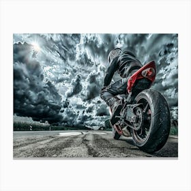 Rider On Red Bike (17) Canvas Print