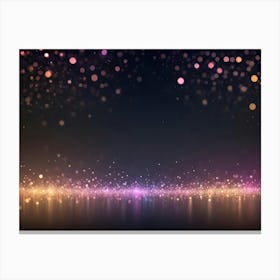 A Magical And Sparkly Background Featuring A Scattering Of Golden Lights And Dust Particles On A Dark Surface, Creating A Sense Of Wonder And Celebration Canvas Print