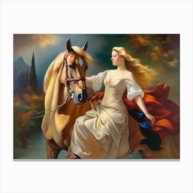 Woman Riding A Horse 8 Canvas Print