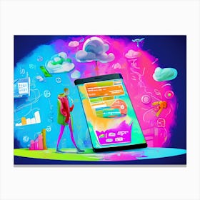 Digital Marketing Future Of Mobile Applications Development In Colorful Dreaming Life Canvas Print