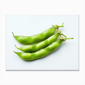 Green Peas On White Background Canvas Print