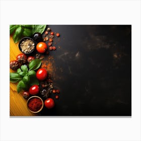 Pasta On Black Background 1 Canvas Print