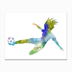 Girl Soccer Watercolor Canvas Print