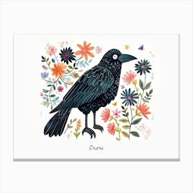 Little Floral Crow 2 Poster Canvas Print