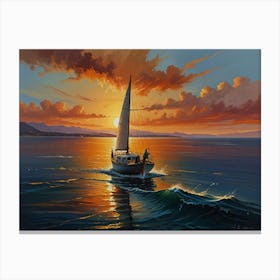 Sunset Sailboat 1 Canvas Print