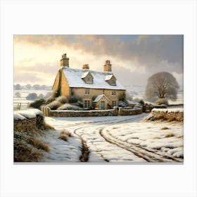 Country Cottage In Winter Canvas Print