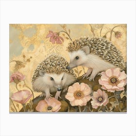 Floral Animal Illustration Hedgehog 6 Canvas Print