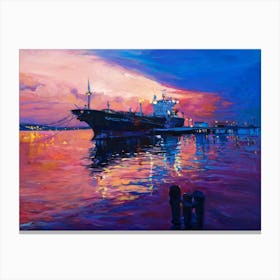 Sunset At The Docks Canvas Print