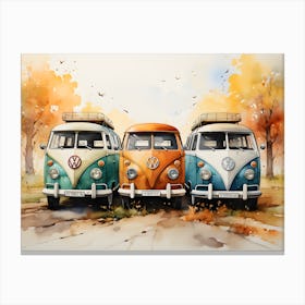 Sweet Streets Charming Watercolor Carriages Canvas Print