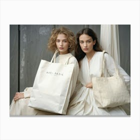 Two Women Holding Shopping Bags Canvas Print