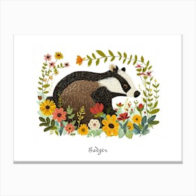 Little Floral Badger 3 Poster Canvas Print