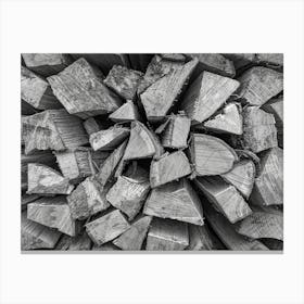 Black And White Wood Pile Canvas Print