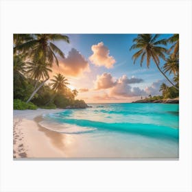 Sunset Beach Paintings Art Print Canvas Print