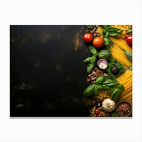 Pasta On Black Background Canvas Print