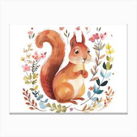 Little Floral Squirrel 4 Canvas Print