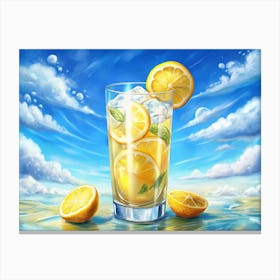 Lemonade With Ice And Lemon Slices Canvas Print