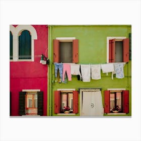 Laundry In Colorful Burano, Italy Canvas Print