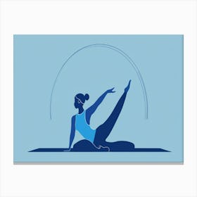 Yoga Pose in blue Canvas Print