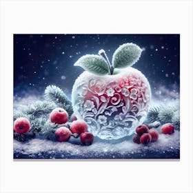 Crystal Red Apple in the winter theme Canvas Print