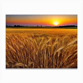 Sunset In A Wheat Field 3 Canvas Print