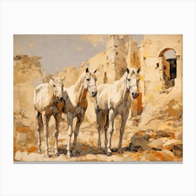 Horses Painting In Cappadocia, Turkey, Landscape 4 Canvas Print