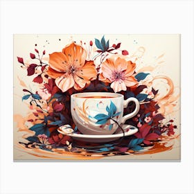 Coffee Cup With Flowers 4 Canvas Print