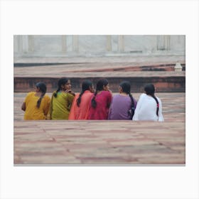 Girls outsside the Taj Mahal Canvas Print