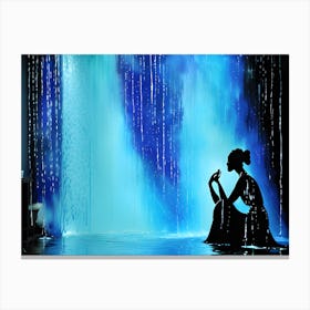 Woman In Front Of A Waterfall Canvas Print