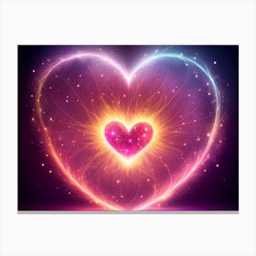 A Colorful Glowing Heart On A Dark Background Horizontal Composition 85 Canvas Print